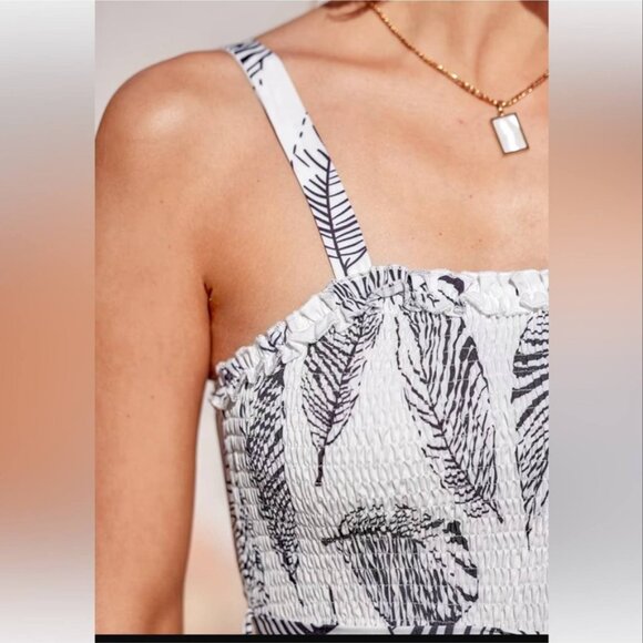 NWOT Cupshe Very You White Leaf Print Midi Dress Size Small - Picture 3 of 8